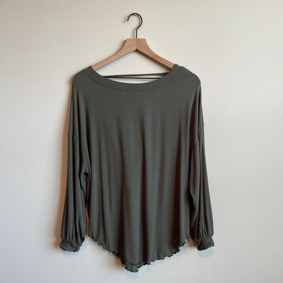 NWOT Free People Shimmy Shake Long Sleeve Top - Forest Green - Picture 7 of 15
